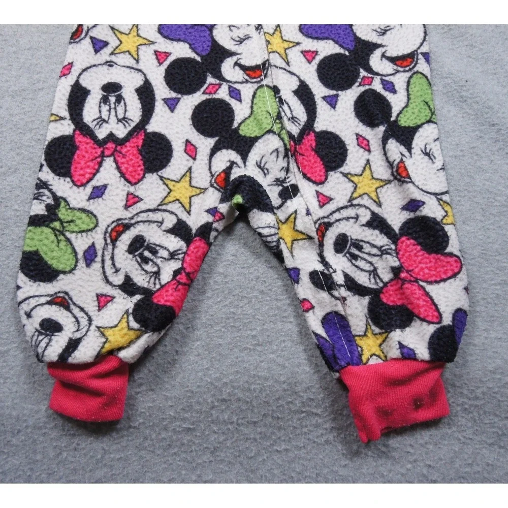 Vintage Disney Minnie Mouse Fleece Sleeper Pajamas Girls 2T 90s Mickey Stuff Zip